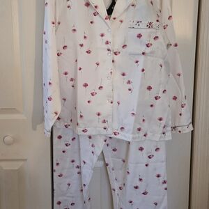 Oscar De La Renta Pink Label Foral Print Pajama Set Vintage